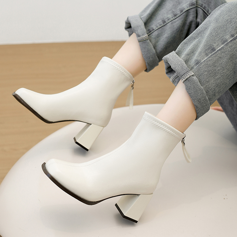 Sewing Latex - Botas de cano curto femininas com