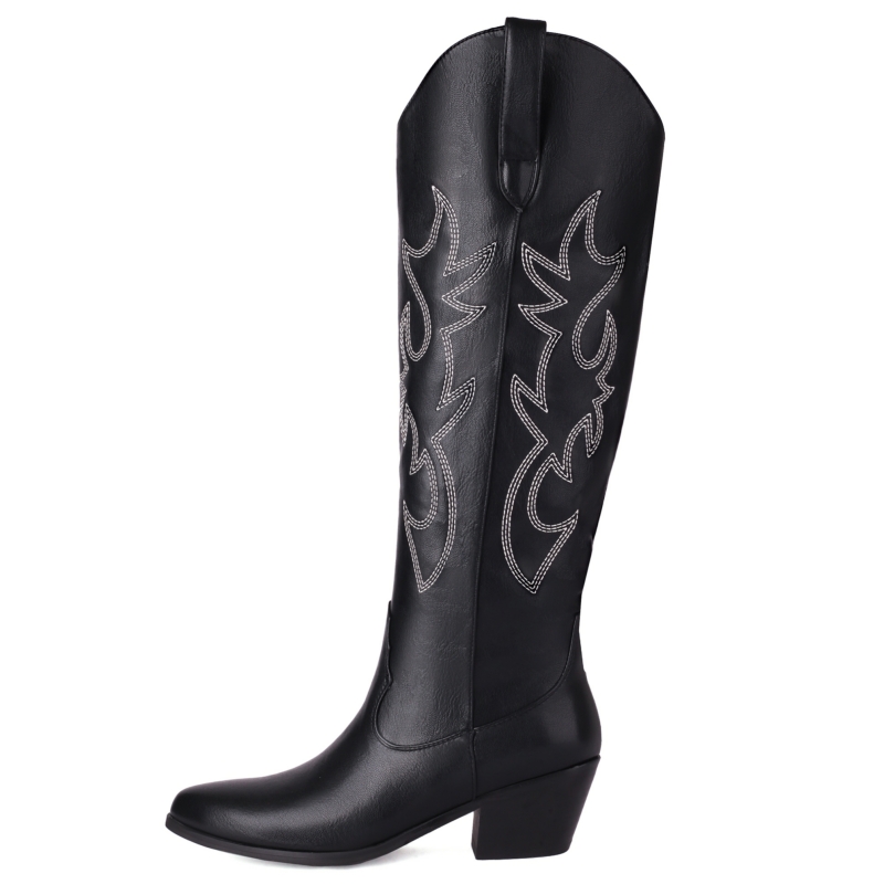 Branco feminino joelho botas a - Sewing Cotton avaliação e preço
