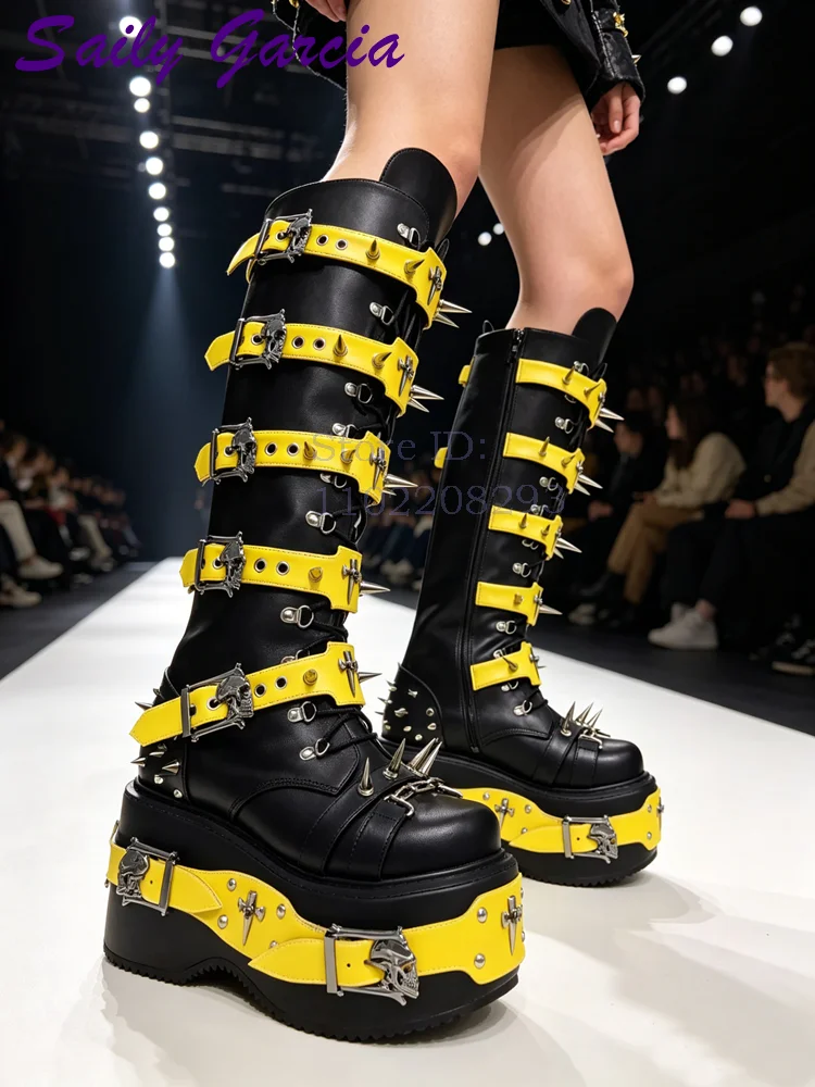 Botas de Cano Alto Punk com Re - Sewing Zipper avaliação e preço