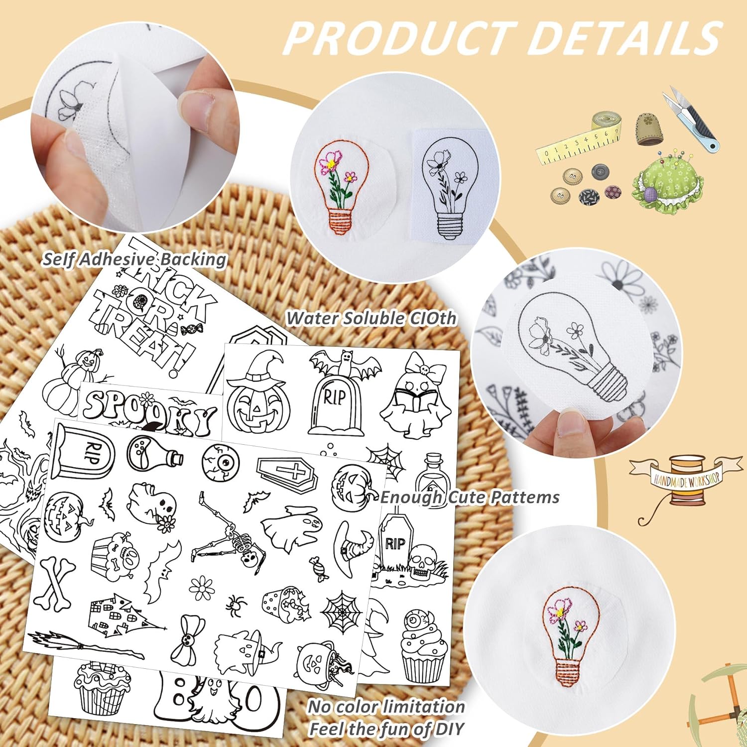 Padrão de bordado estabilizado - Textile Sewing Patterns avaliação e preço
